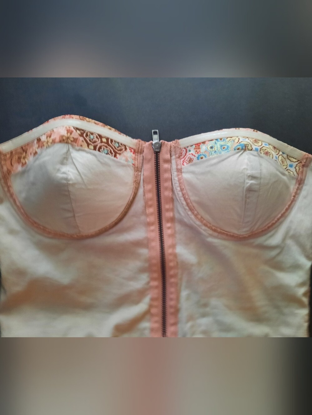 🍑Peaches & Patches!🍑American Rag Multi-Print Strapless Peplum Bustier Top - Picture 5 of 6
